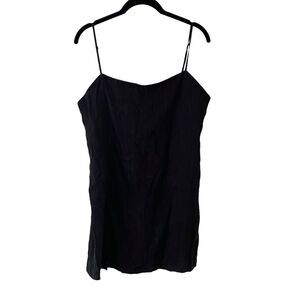 ZARA Womens Size Medium Mini Dress Slit Black Square Neckline Spaghetti Strap